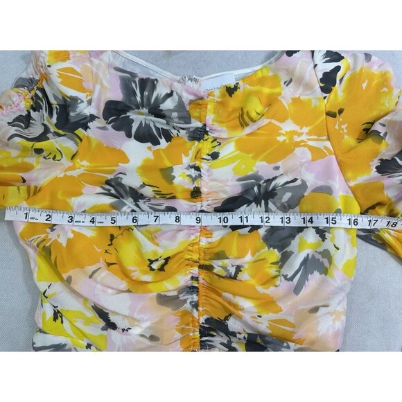 Alice McCall Soiree Saffron Floral Asymmetrical Midi Dress Women’s 6 EUC - Picture 7 of 9